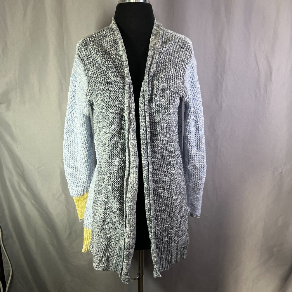 Caslon Cardigan Sweater Women Small Multicolor Colorblock Open Front Marled Knit